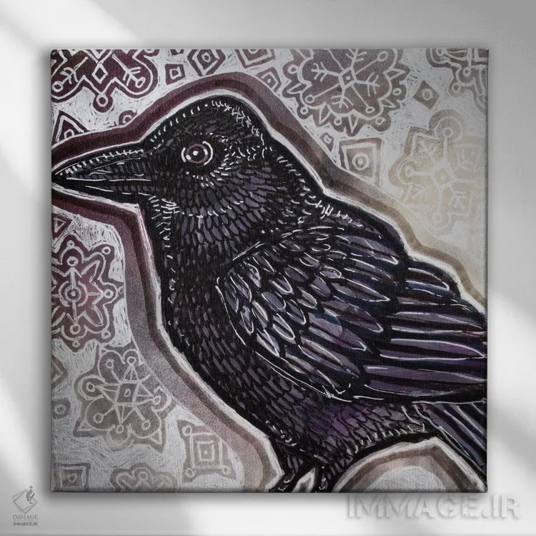 تابلو دکوراتیو کلاغ زمستانی اثر لینت شلی - نمای روبهرو روی دیوار