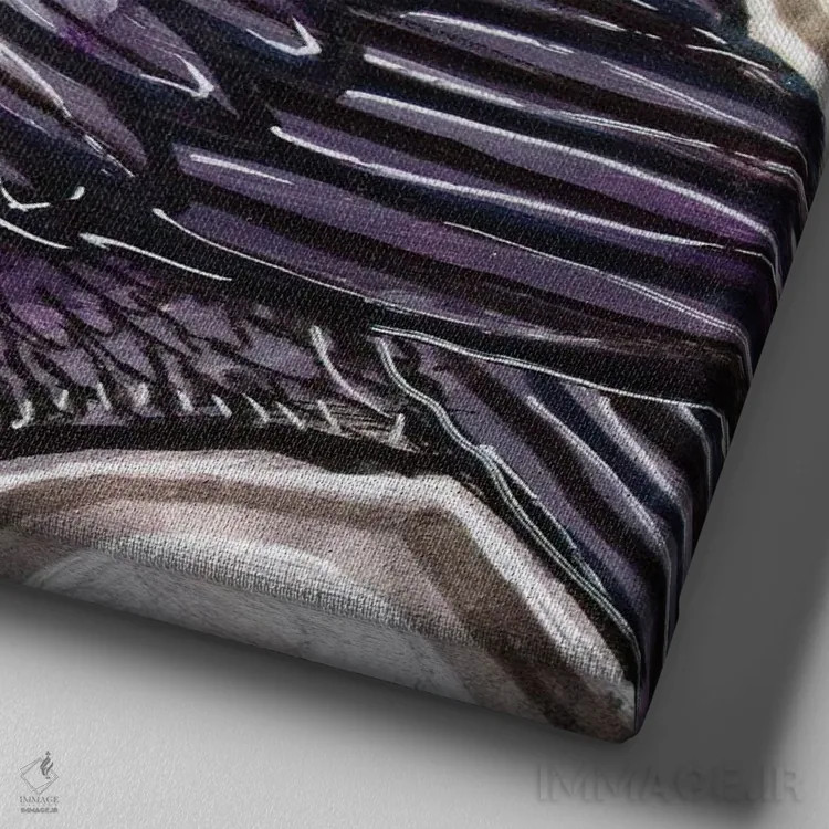 تابلو دکوراتیو کلاغ زمستانی اثر لینت شلی - نمای نزدیک بافت بوم