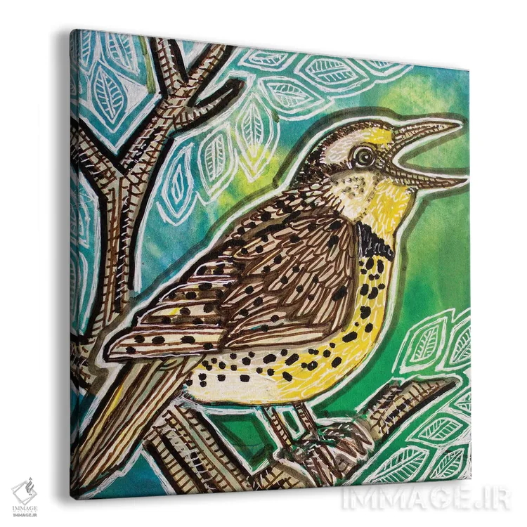 تابلو دکوراتیو آواز مرغ علفزار اثر لینت شلی - نمای پرسپکتیو محصول