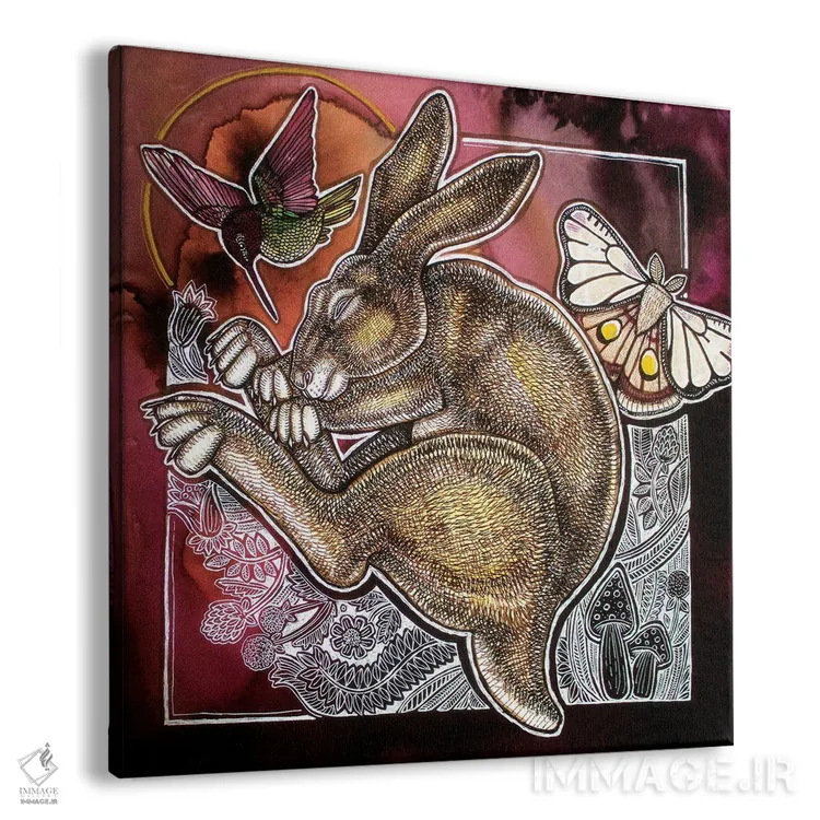 تابلو دکوراتیو خرگوش خواب بین اثر لینت شلی - نمای پرسپکتیو محصول