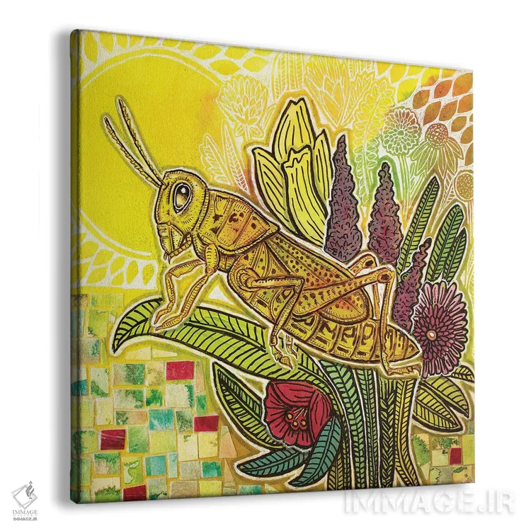 تابلو دکوراتیو ملخ در باغ اثر لینت شلی - نمای پرسپکتیو محصول