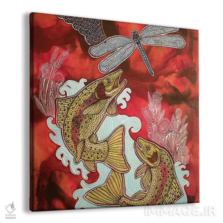 تابلو دکوراتیو آسمان سرخ، قزل آلای جهنده اثر لینت شلی - نمای پرسپکتیو محصول