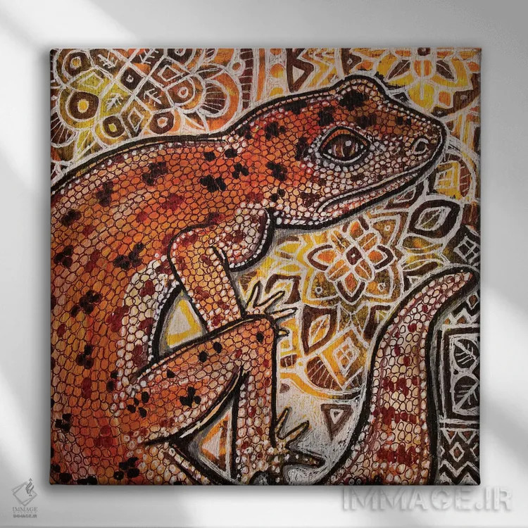 تابلو دکوراتیو گکو بر زینتی اثر لینت شلی - نمای روبهرو روی دیوار