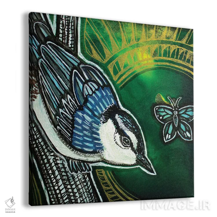 تابلو دکوراتیو فندق شکن سینه سفید اثر لینت شلی - نمای پرسپکتیو محصول