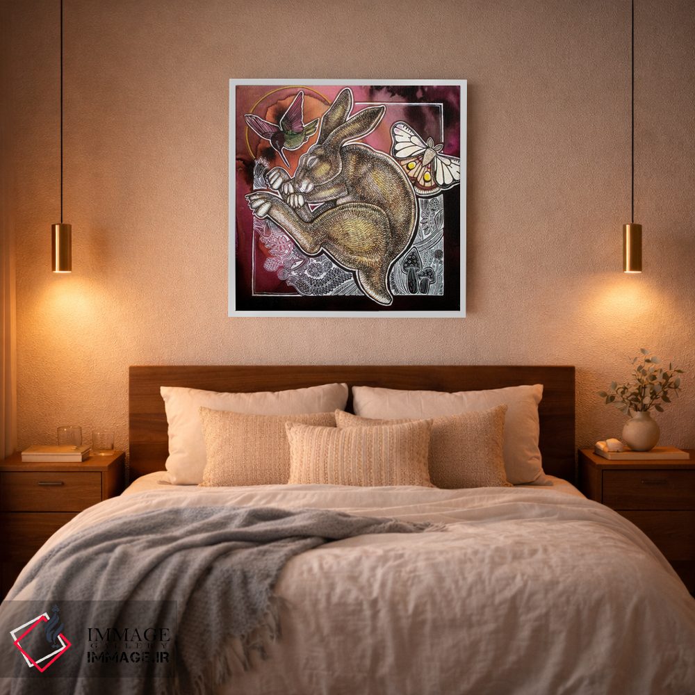 تابلو دکوراتیو خرگوش خواب بین اثر لینت شلی - D3W