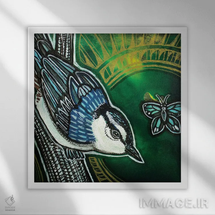 تابلو دکوراتیو فندق شکن سینه سفید اثر لینت شلی - نمای قابدار سفید