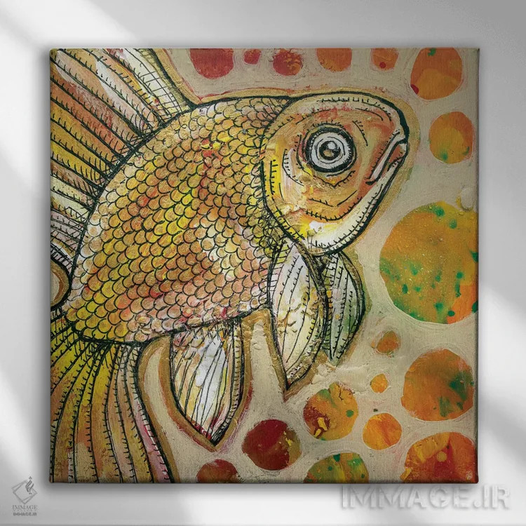 تابلو دکوراتیو ماهی قرمز اثر لینت شلی - نمای روبهرو روی دیوار