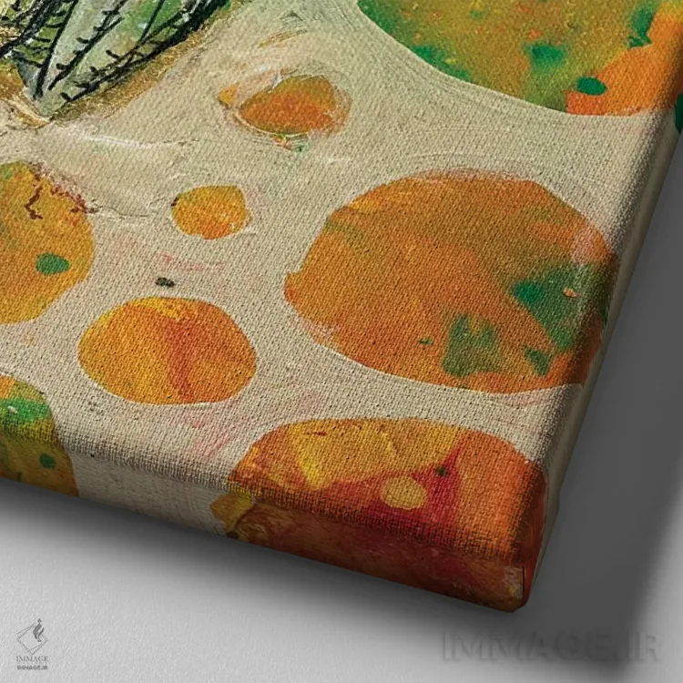 تابلو دکوراتیو ماهی قرمز اثر لینت شلی - نمای نزدیک بافت بوم