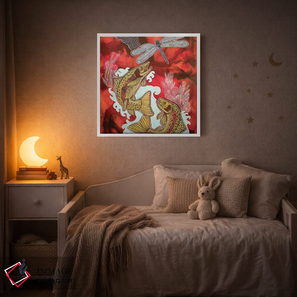 تابلو دکوراتیو آسمان سرخ، قزل آلای جهنده اثر لینت شلی - D2W