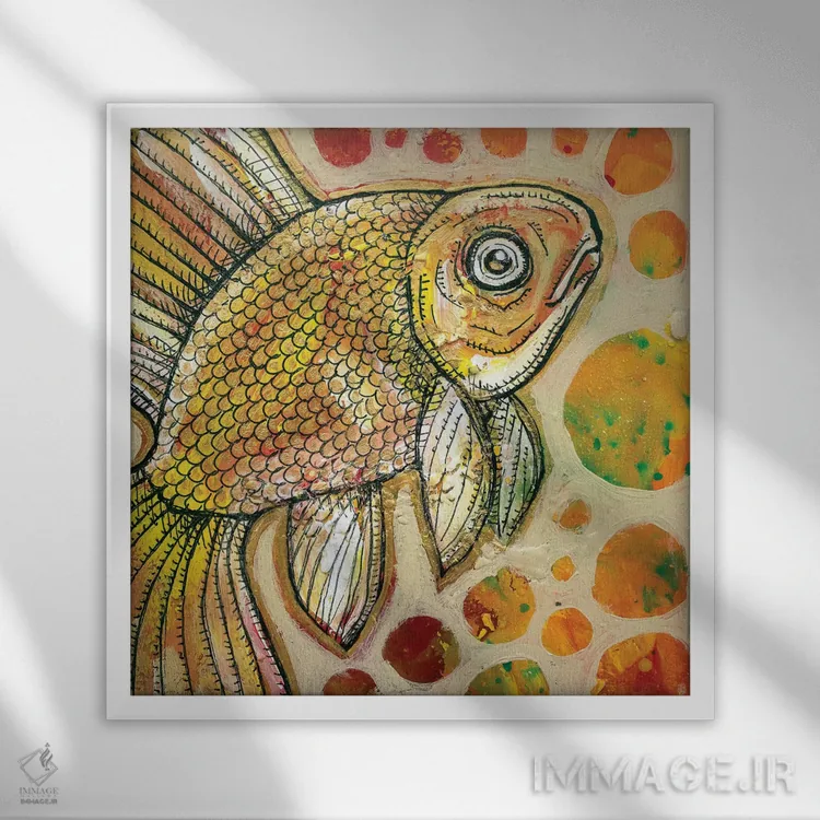 تابلو دکوراتیو ماهی قرمز اثر لینت شلی - نمای قابدار سفید