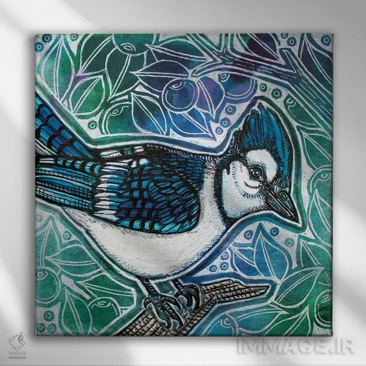 تابلو دکوراتیو کمی آبی اثر لینت شلی - نمای روبهرو روی دیوار