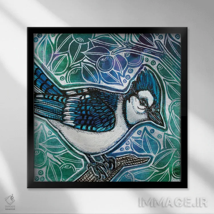 تابلو دکوراتیو کمی آبی اثر لینت شلی - نمای قابدار مشکی