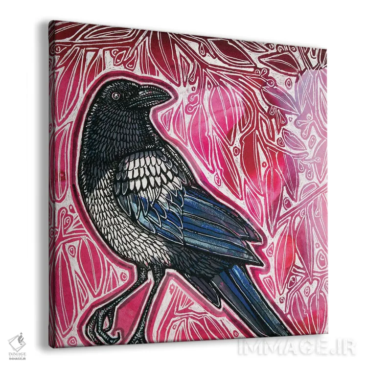 تابلو دکوراتیو زاغی کنجکاو اثر لینت شلی - نمای پرسپکتیو محصول