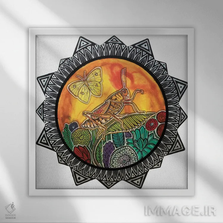 تابلو دکوراتیو آواز ملخ اثر لینت شلی - نمای قابدار سفید