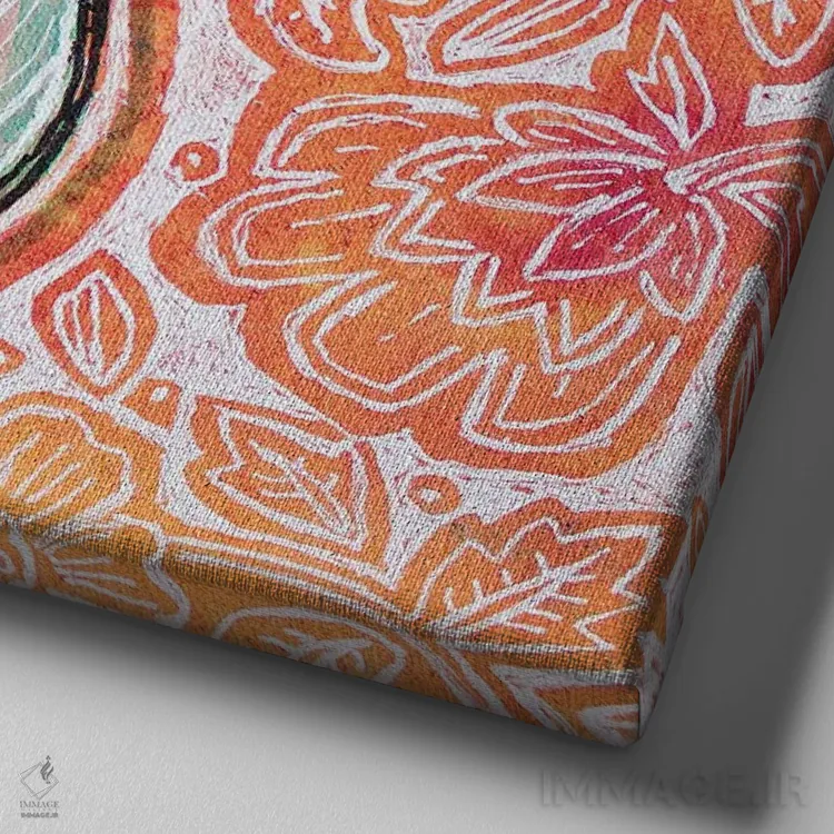 تابلو دکوراتیو زنجره با گل های نارنجی اثر لینت شلی - نمای نزدیک بافت بوم