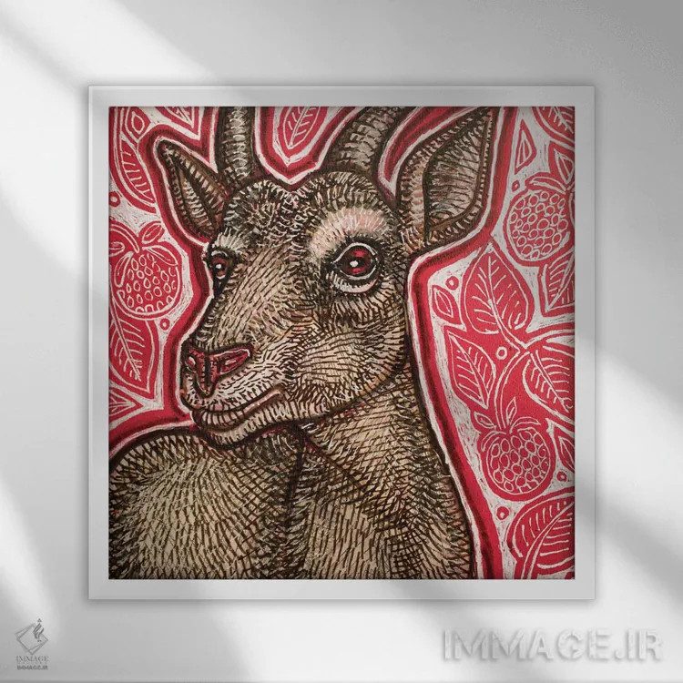 تابلو دکوراتیو بزت را گرفتم اثر لینت شلی - نمای قابدار سفید