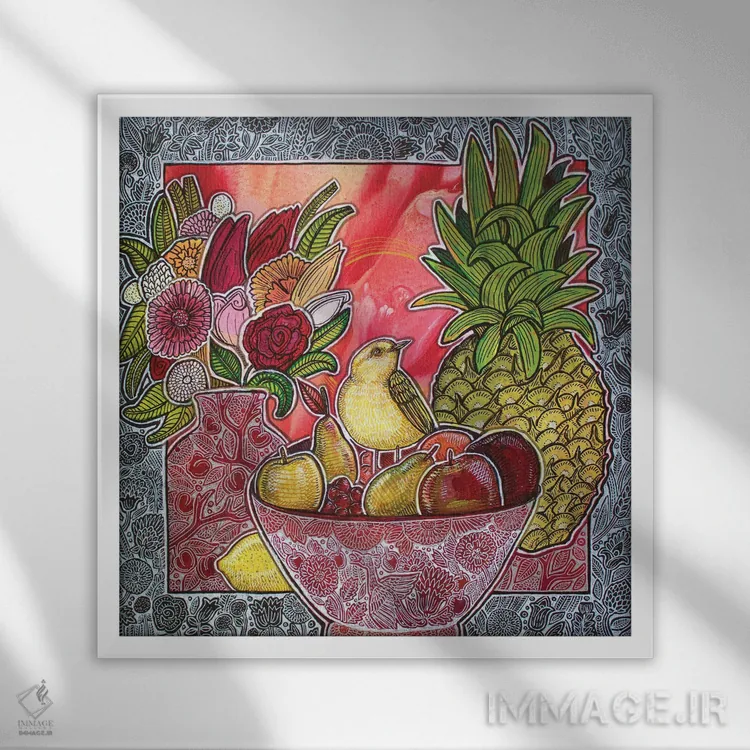 تابلو دکوراتیو ترش و شیرین اثر لینت شلی - نمای قابدار سفید