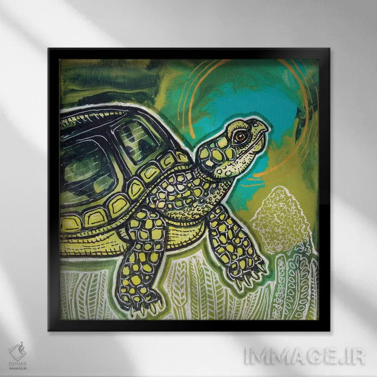 تابلو دکوراتیو زمان لاک پشت اثر لینت شلی - نمای قابدار مشکی