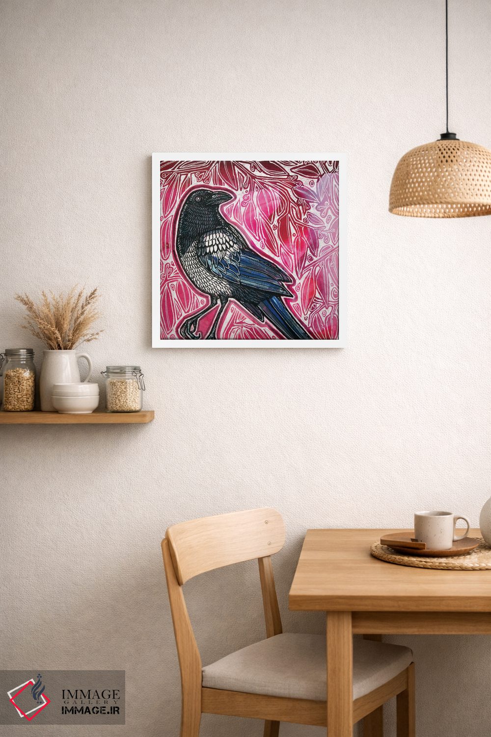 تابلو دکوراتیو زاغی کنجکاو اثر لینت شلی - D1W