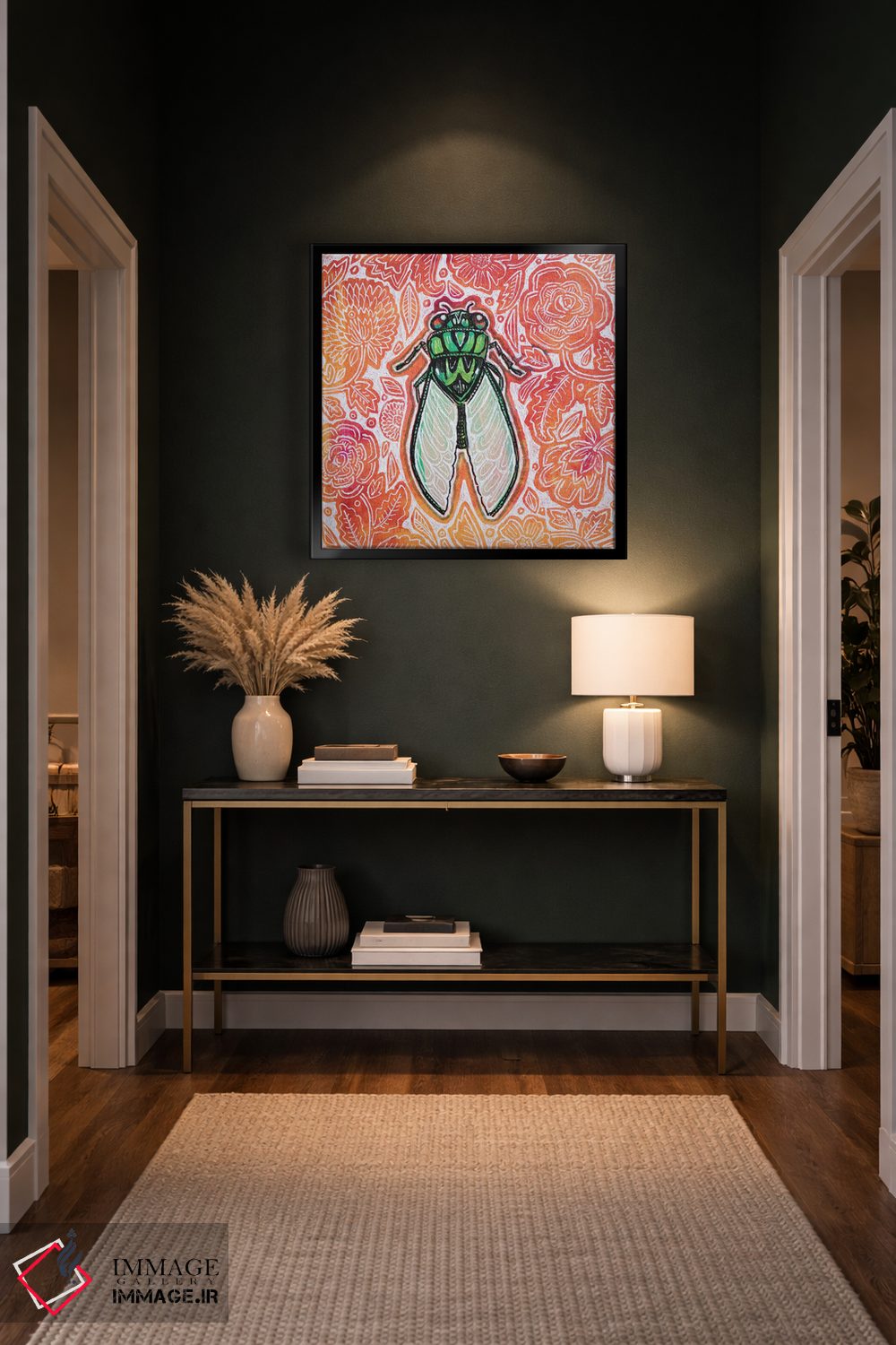 تابلو دکوراتیو زنجره با گل های نارنجی اثر لینت شلی - D5B