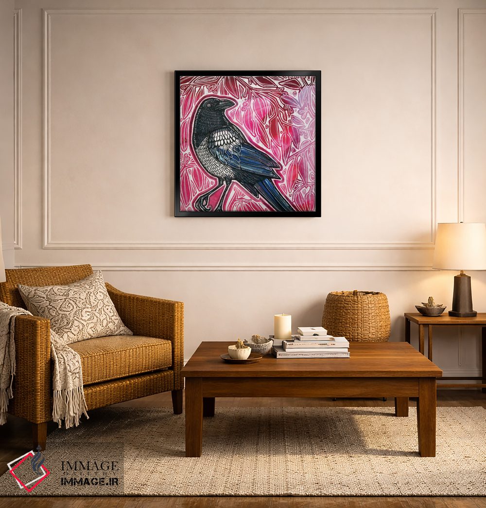 تابلو دکوراتیو زاغی کنجکاو اثر لینت شلی - D6B