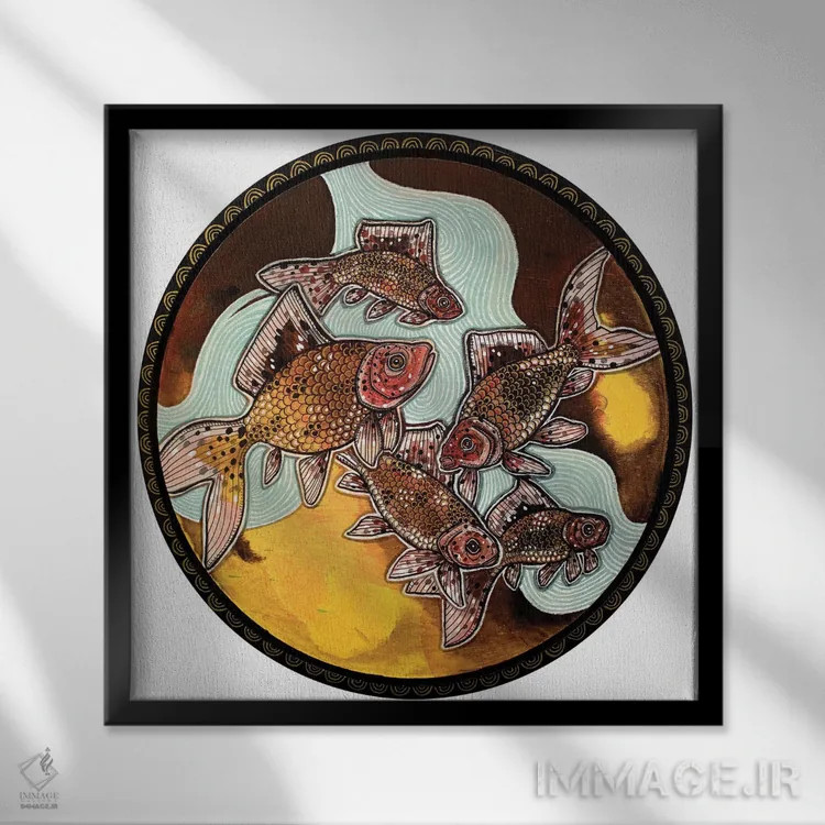 تابلو دکوراتیو درخشش و طلا اثر لینت شلی - نمای قابدار مشکی