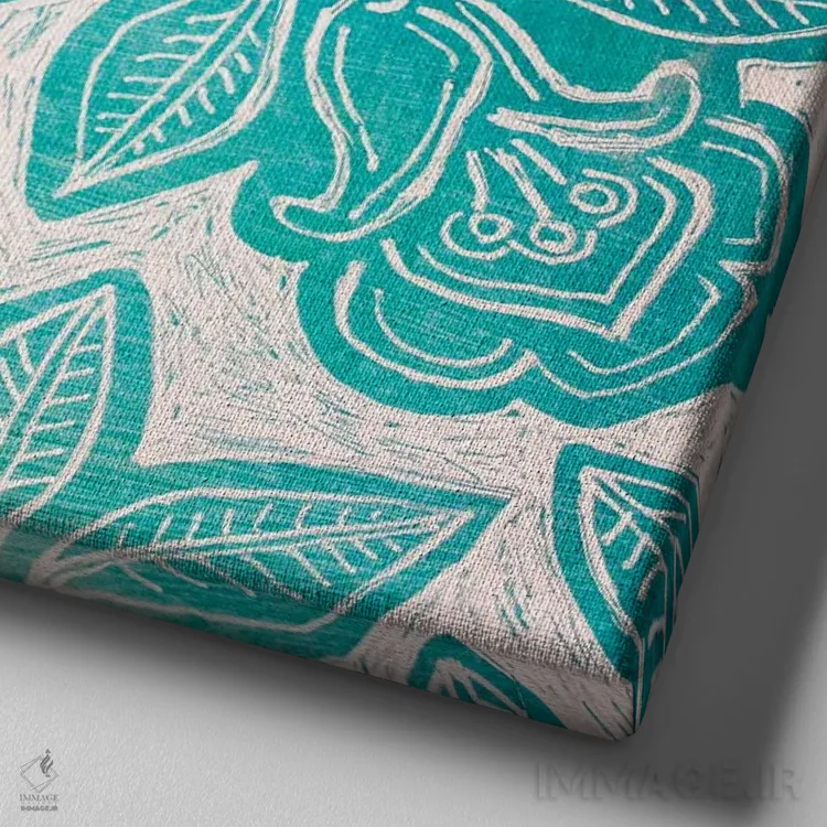 تابلو دکوراتیو یک طوطی سبزآبی اثر لینت شلی - نمای نزدیک بافت بوم