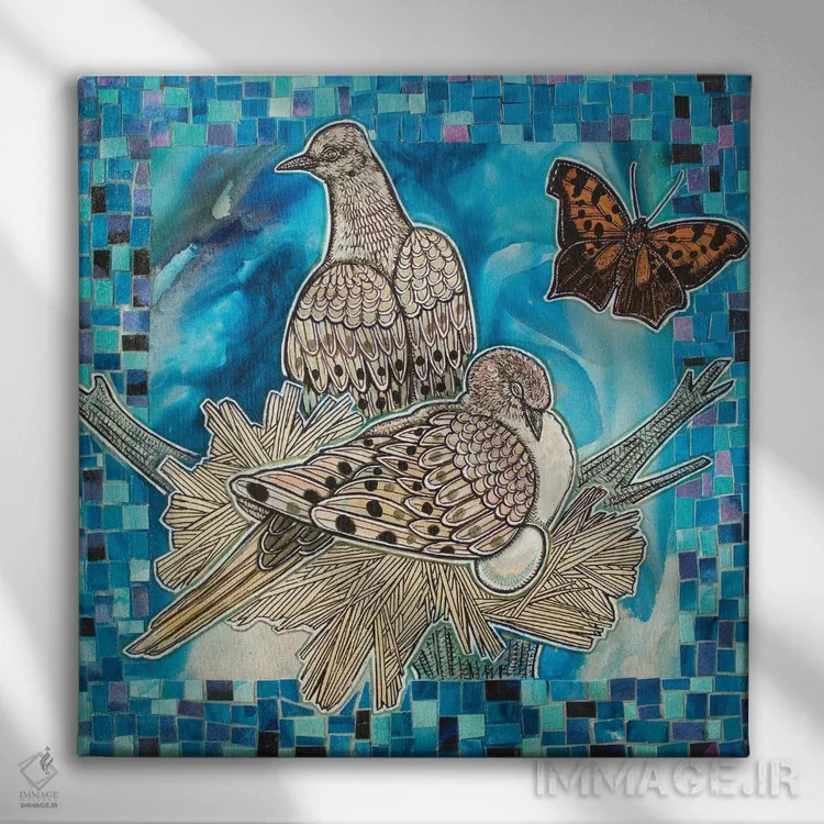 تابلو دکوراتیو قمری های لانه ساز اثر لینت شلی - نمای روبهرو روی دیوار