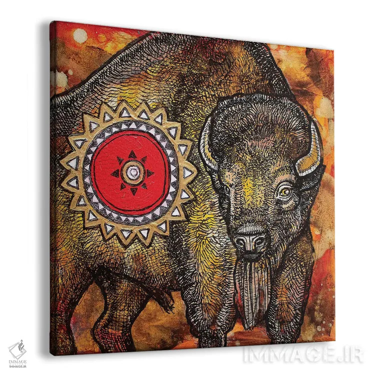 تابلو دکوراتیو گاومیش آمریکایی اثر لینت شلی - نمای پرسپکتیو محصول