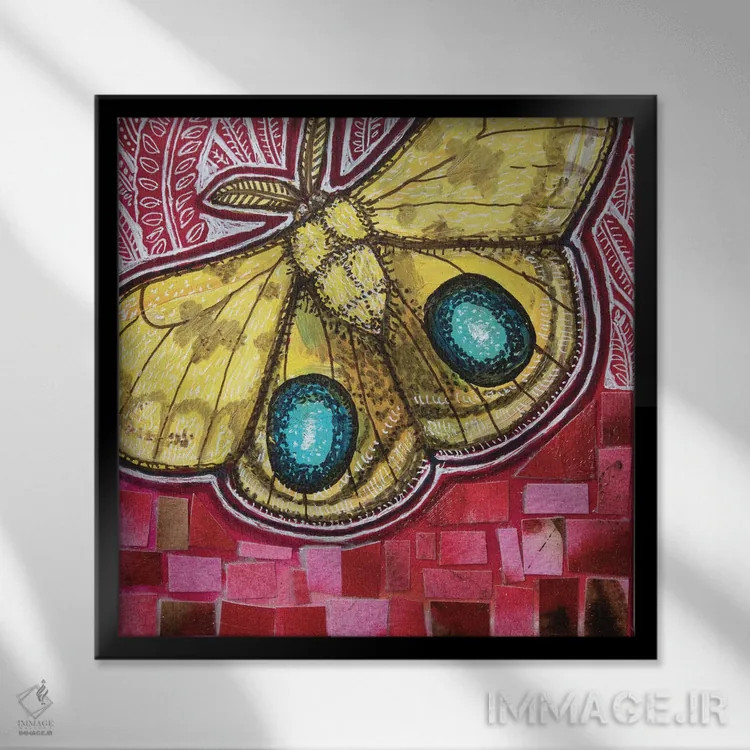 تابلو دکوراتیو شب پره آی او اثر لینت شلی - نمای قابدار مشکی