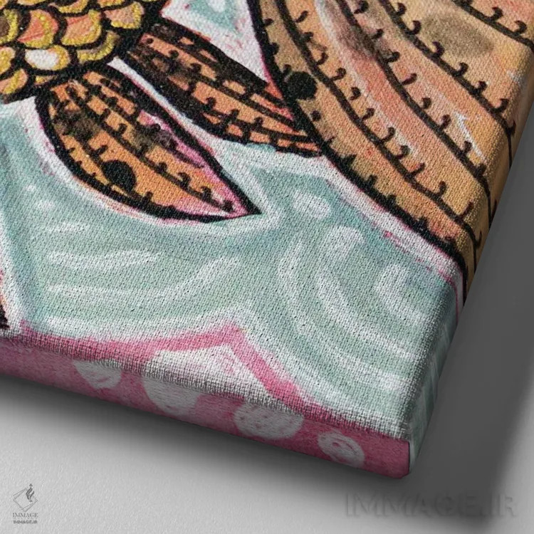 تابلو دکوراتیو ریوکین خال دار اثر لینت شلی - نمای نزدیک بافت بوم