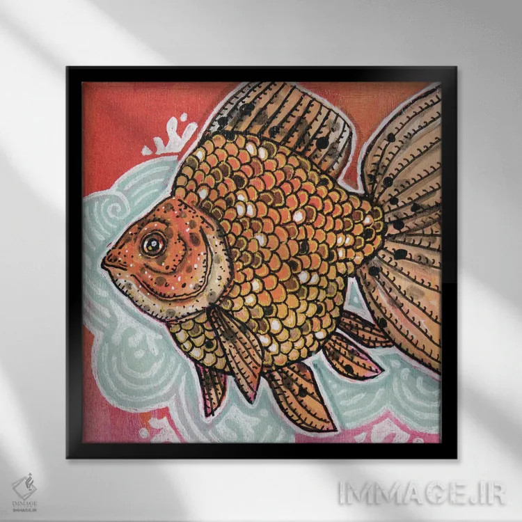 تابلو دکوراتیو ریوکین خال دار اثر لینت شلی - نمای قابدار مشکی