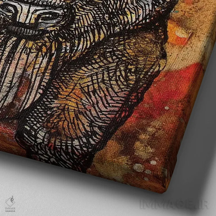 تابلو دکوراتیو گاومیش آمریکایی اثر لینت شلی - نمای نزدیک بافت بوم