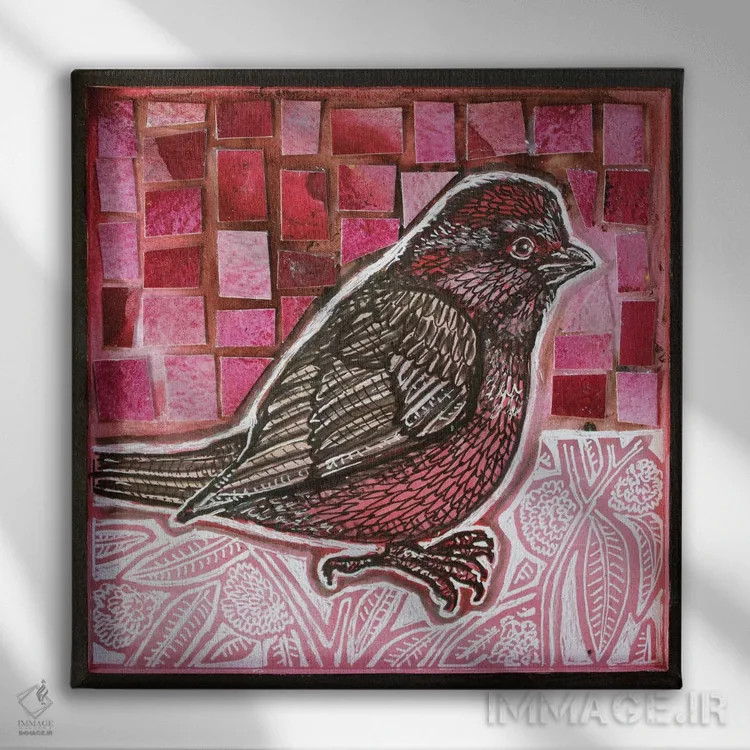 تابلو دکوراتیو سهره صورتی آسمان اثر لینت شلی - نمای روبهرو روی دیوار