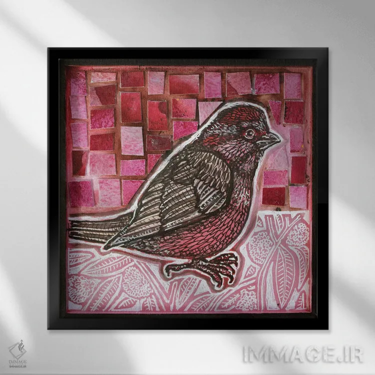 تابلو دکوراتیو سهره صورتی آسمان اثر لینت شلی - نمای قابدار مشکی