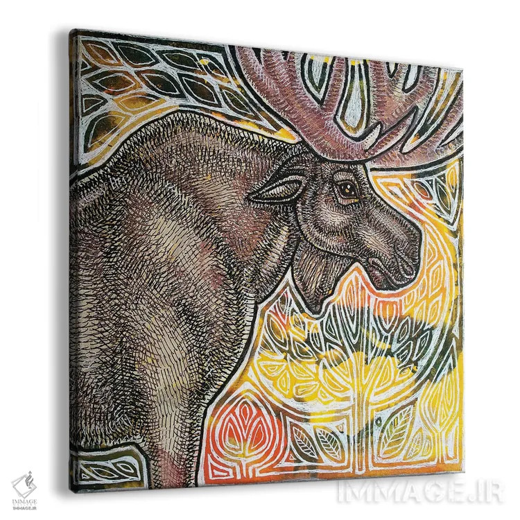 تابلو دکوراتیو گوزن شمالی ایستاده اثر لینت شلی - نمای پرسپکتیو محصول