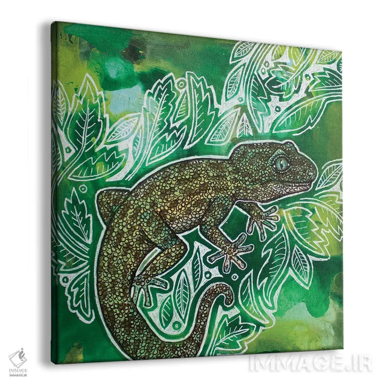 تابلو دکوراتیو مارمولک روی سبزه ۲ اثر لینت شلی - نمای پرسپکتیو محصول