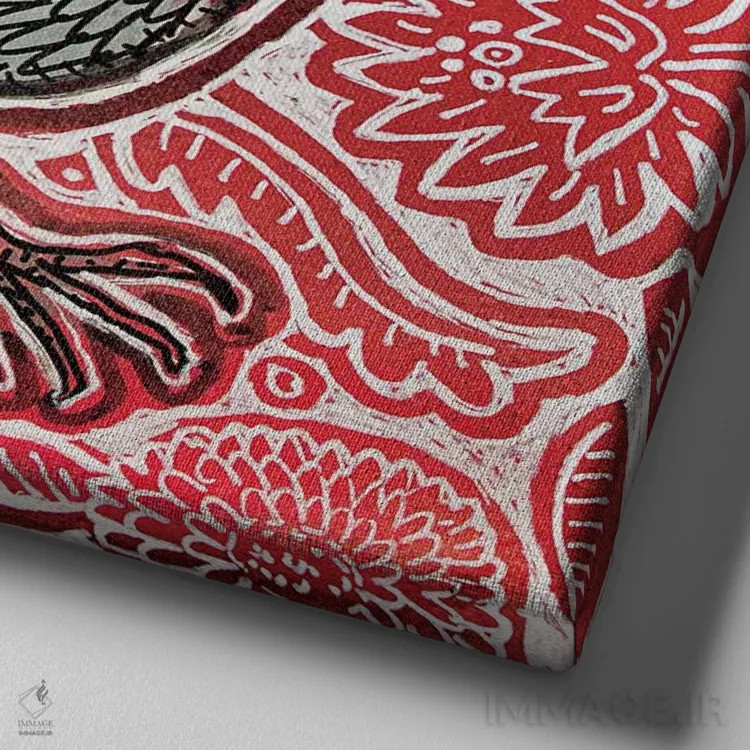 تابلو دکوراتیو رابین گرد اثر لینت شلی - نمای نزدیک بافت بوم