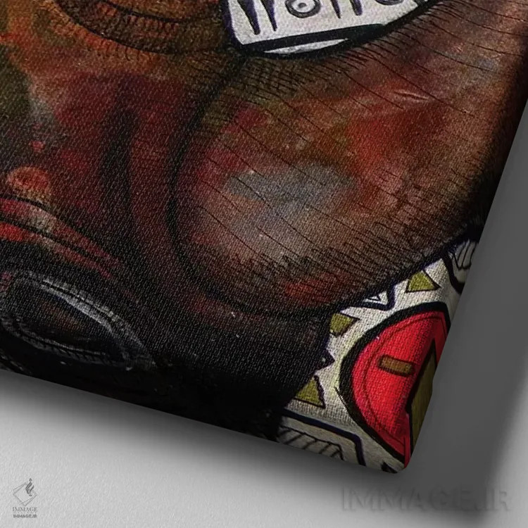 تابلو دکوراتیو کرگدن را به یاد داشته باش اثر لینت شلی - نمای نزدیک بافت بوم