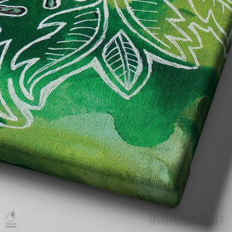 تابلو دکوراتیو مارمولک روی سبزه ۲ اثر لینت شلی - نمای نزدیک بافت بوم