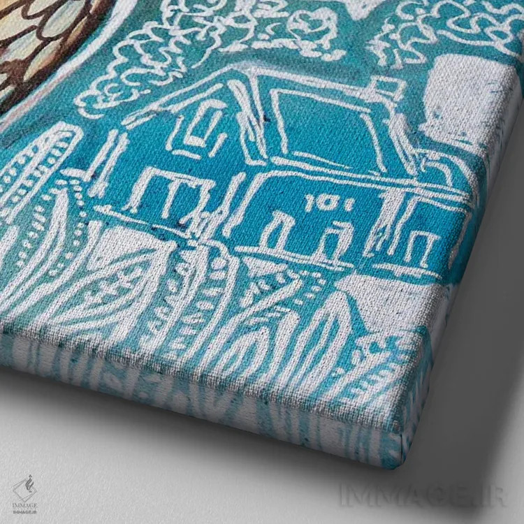 تابلو دکوراتیو پرواز جغد اثر لینت شلی - نمای نزدیک بافت بوم