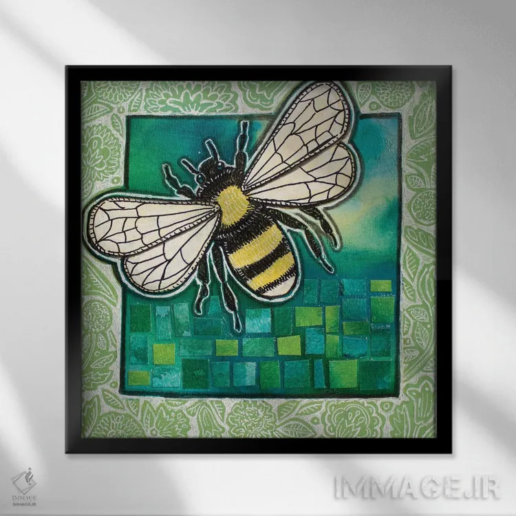 تابلو دکوراتیو زنبور آزاد اثر لینت شلی - نمای قابدار مشکی