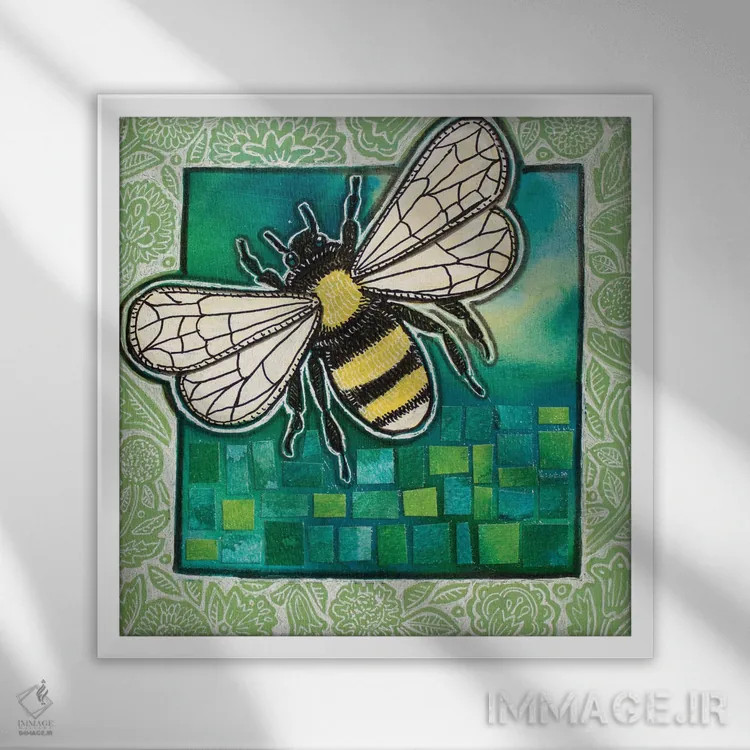 تابلو دکوراتیو زنبور آزاد اثر لینت شلی - نمای قابدار سفید