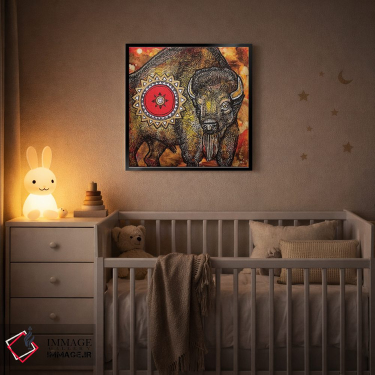 تابلو دکوراتیو گاومیش آمریکایی اثر لینت شلی - D3B