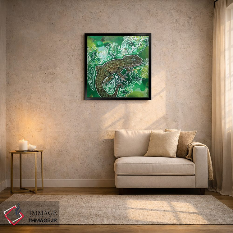 تابلو دکوراتیو مارمولک روی سبزه ۲ اثر لینت شلی - D3B