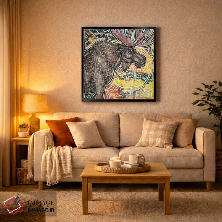 تابلو دکوراتیو گوزن شمالی ایستاده اثر لینت شلی - D5B