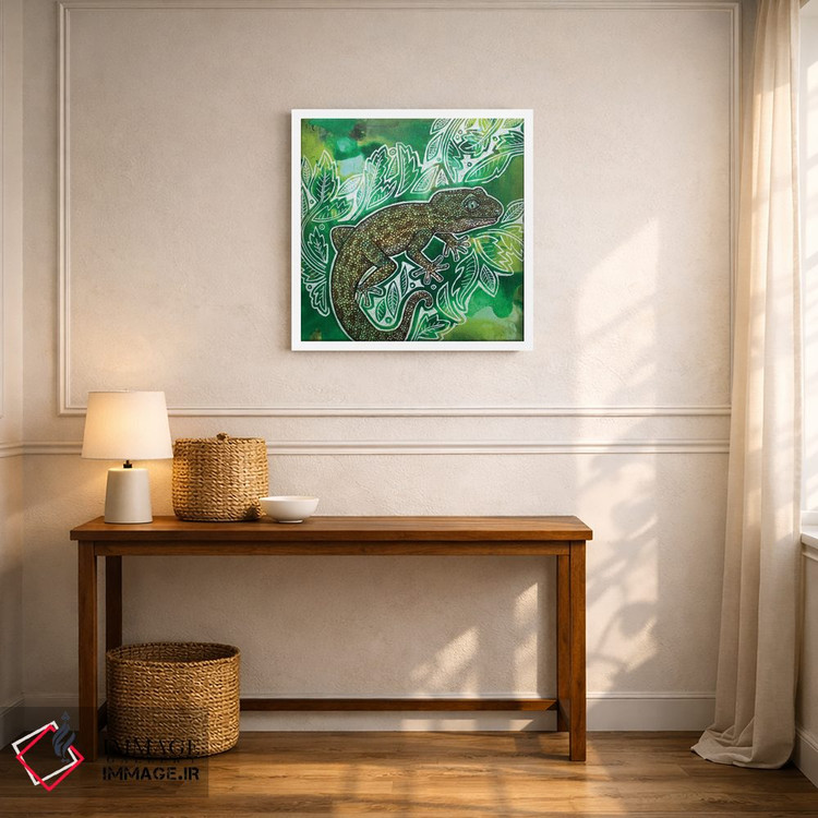 تابلو دکوراتیو مارمولک روی سبزه ۲ اثر لینت شلی - D5W