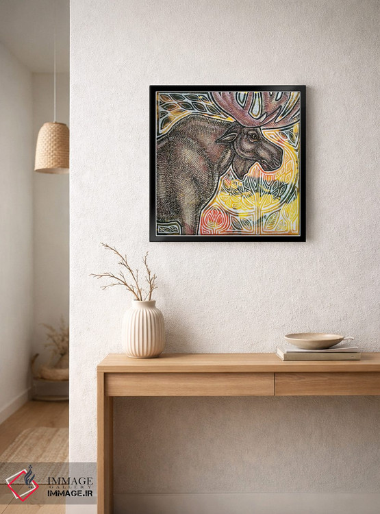 تابلو دکوراتیو گوزن شمالی ایستاده اثر لینت شلی - D6B