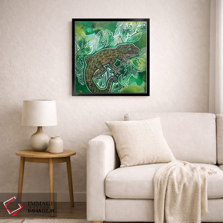 تابلو دکوراتیو مارمولک روی سبزه ۲ اثر لینت شلی - D6B