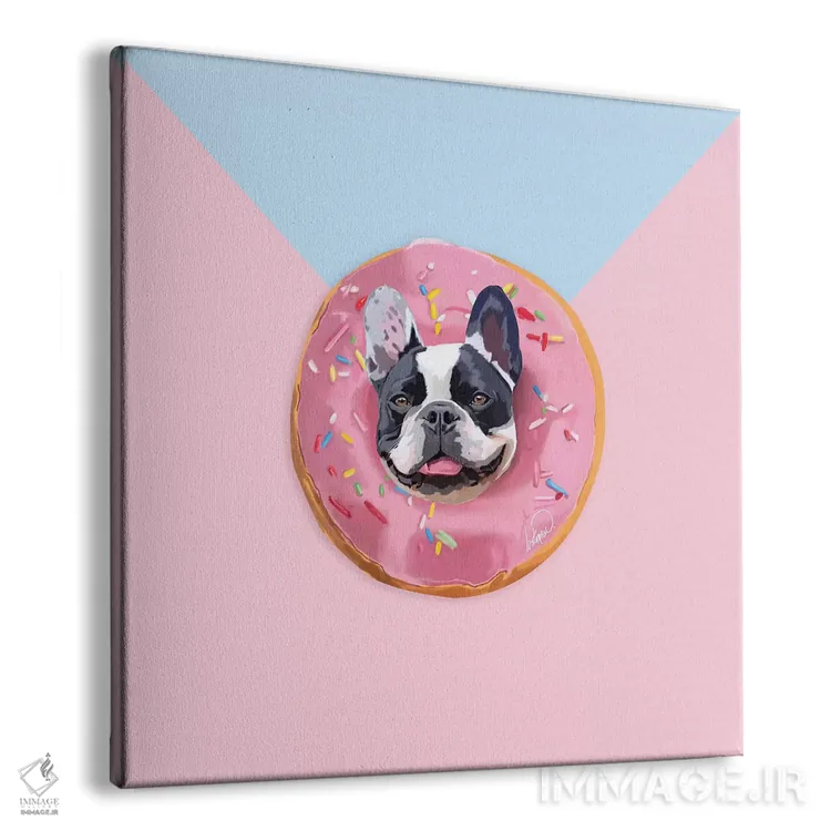 تابلو دکوراتیو بولداگ فرانسوی دونات اثر لاستاناو - نمای پرسپکتیو محصول